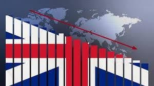 Union Flag and graph of decline over world map
